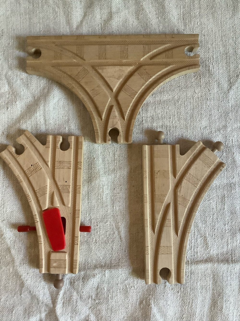 Rare 3 pc Set of 2 & 3 Way Expanding Connector Tracks Thomas Wooden Railway